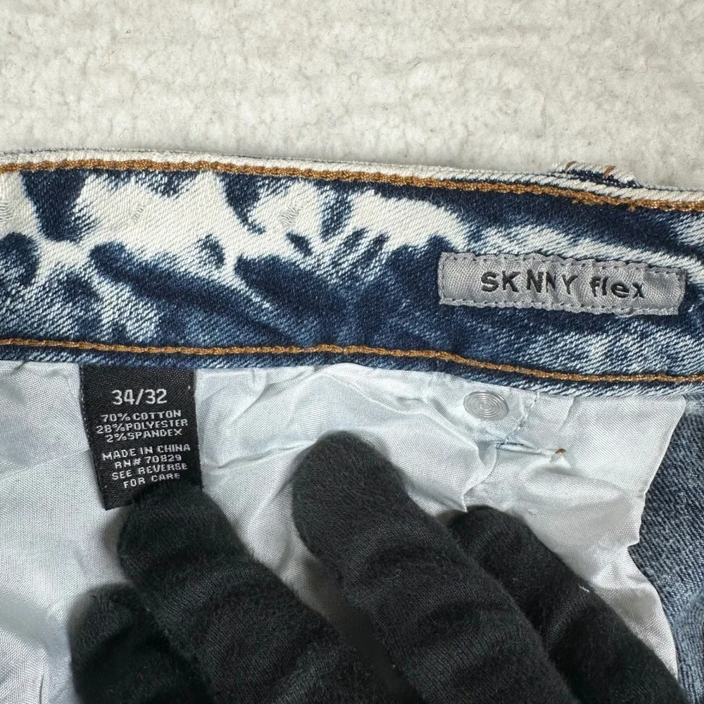 CJ Black Skinny Flex Jeans Mens Acid Wash Distressed Raw Hem 34x32 Grunge Punk
